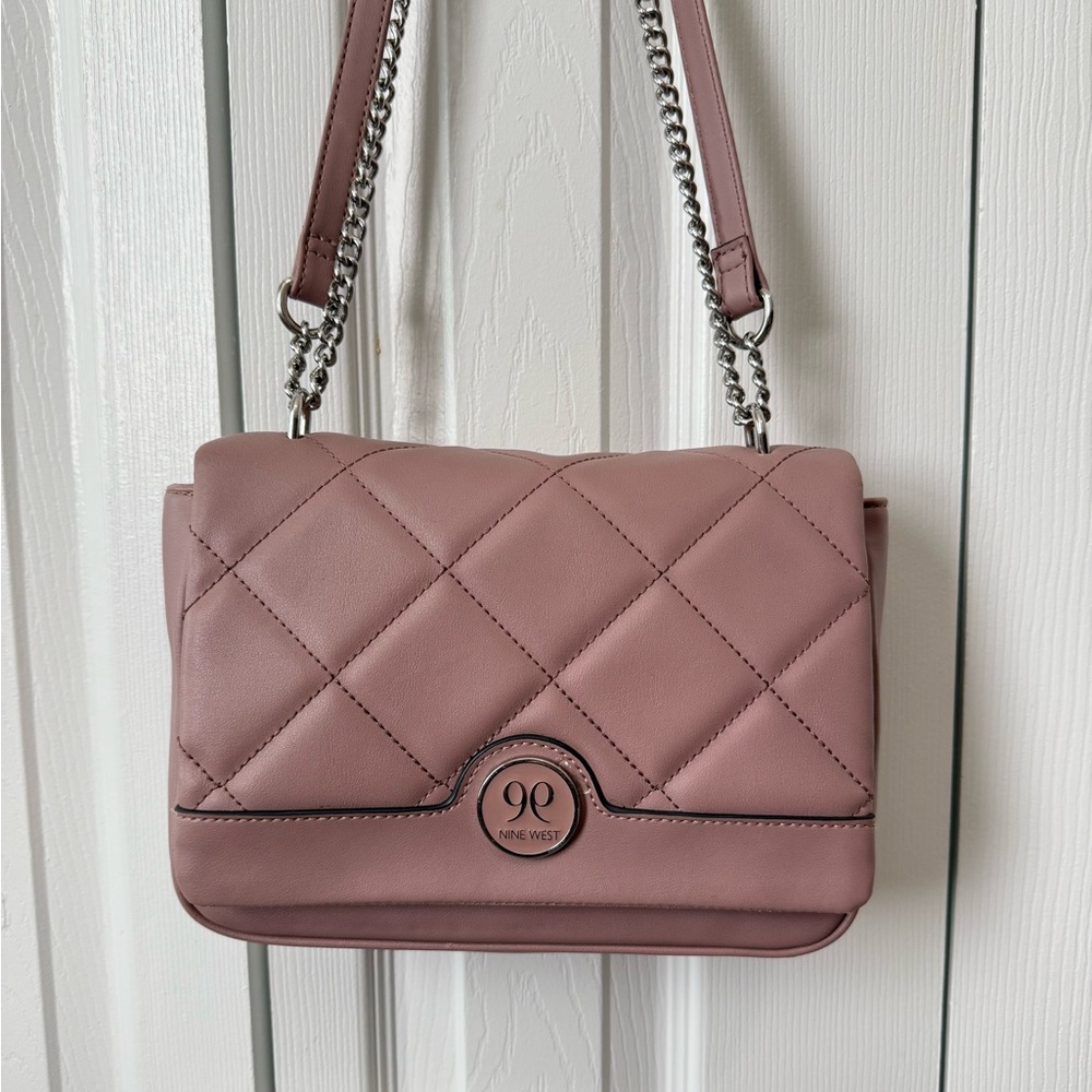Nine West Purple Quilted Shoulder Bag with Chain Strap